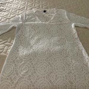 Ana, white lace, bathing suit coverup, medium